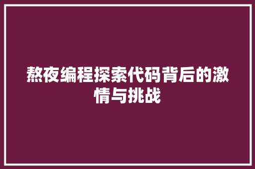 熬夜编程探索代码背后的激情与挑战