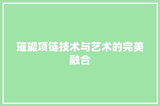 璀璨项链技术与艺术的完美融合