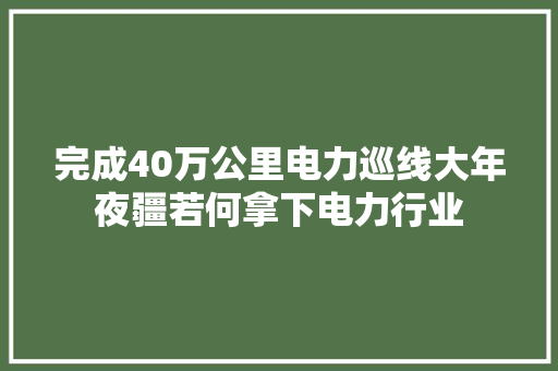 完成40万公里电力巡线大年夜疆若何拿下电力行业