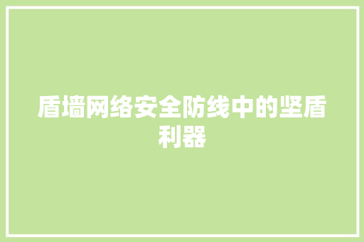 盾墙网络安全防线中的坚盾利器