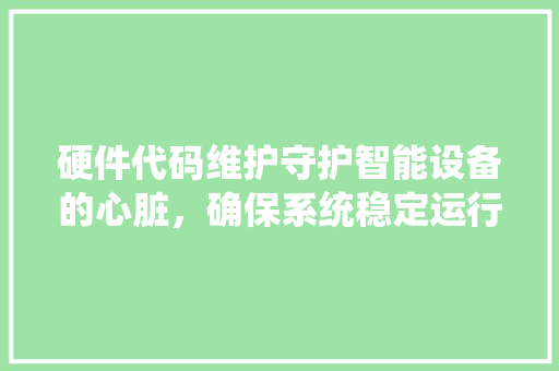 硬件代码维护守护智能设备的心脏，确保系统稳定运行