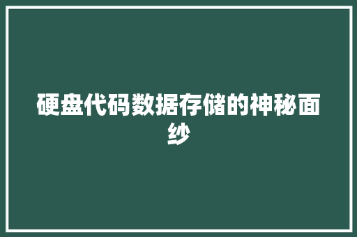 硬盘代码数据存储的神秘面纱