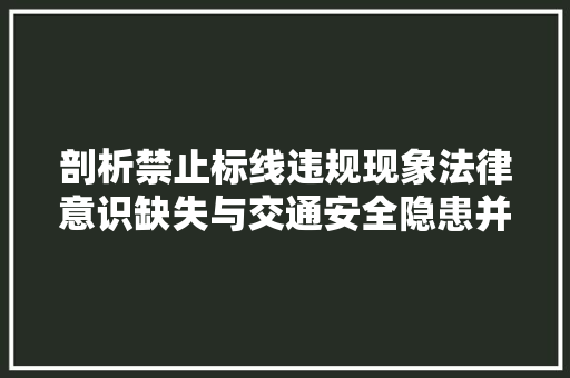 剖析禁止标线违规现象法律意识缺失与交通安全隐患并存