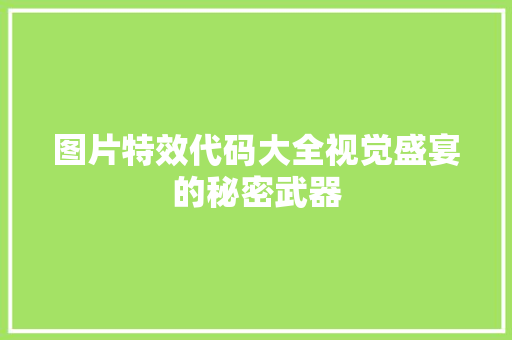 图片特效代码大全视觉盛宴的秘密武器