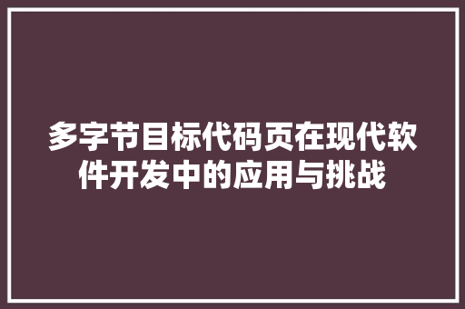 多字节目标代码页在现代软件开发中的应用与挑战