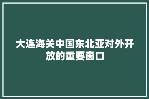 大连海关中国东北亚对外开放的重要窗口