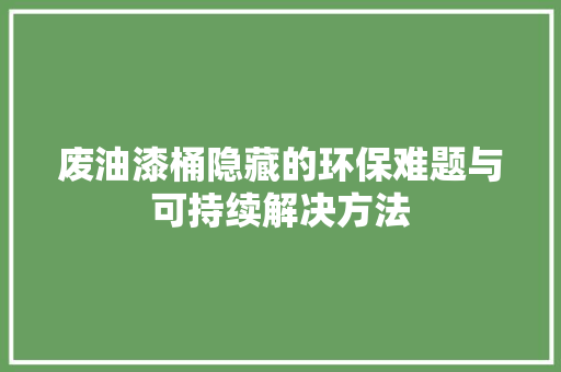 废油漆桶隐藏的环保难题与可持续解决方法