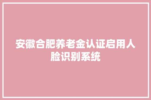 安徽合肥养老金认证启用人脸识别系统