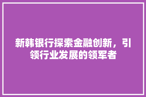 新韩银行探索金融创新，引领行业发展的领军者