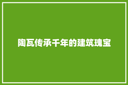 陶瓦传承千年的建筑瑰宝