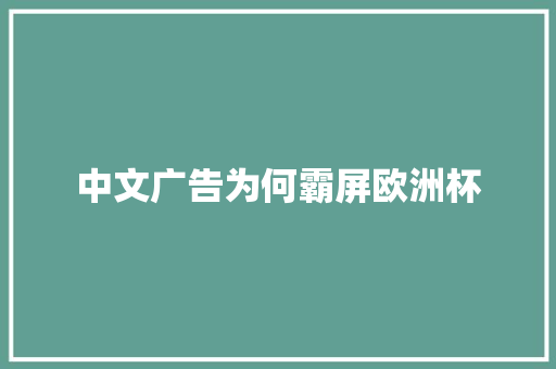 中文广告为何霸屏欧洲杯