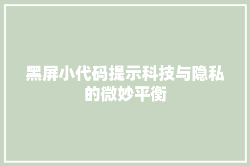 黑屏小代码提示科技与隐私的微妙平衡