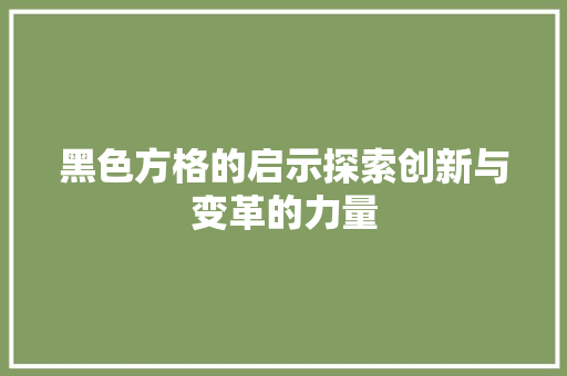 黑色方格的启示探索创新与变革的力量