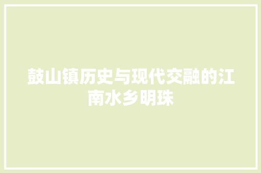 鼓山镇历史与现代交融的江南水乡明珠