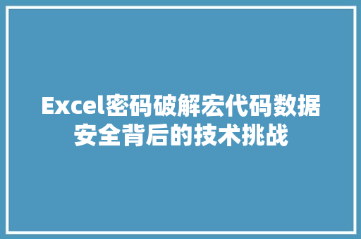 Excel密码破解宏代码数据安全背后的技术挑战