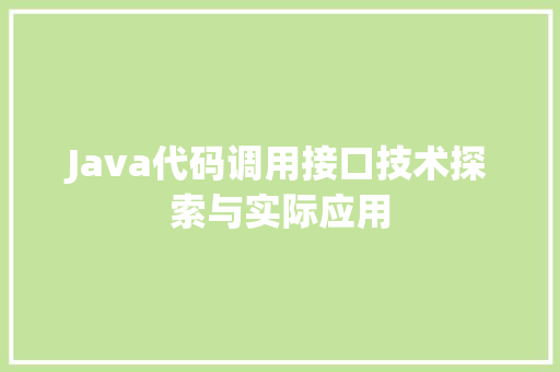 Java代码调用接口技术探索与实际应用