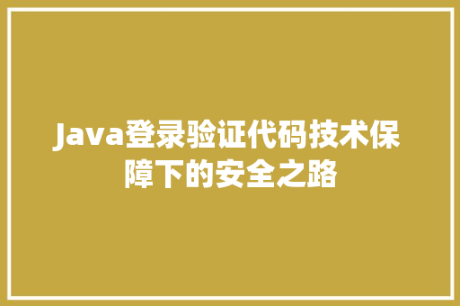 Java登录验证代码技术保障下的安全之路