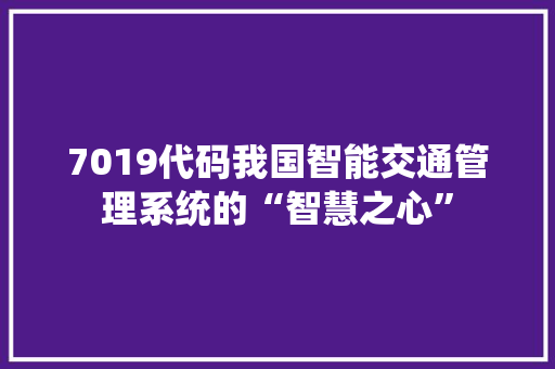 7019代码我国智能交通管理系统的“智慧之心”