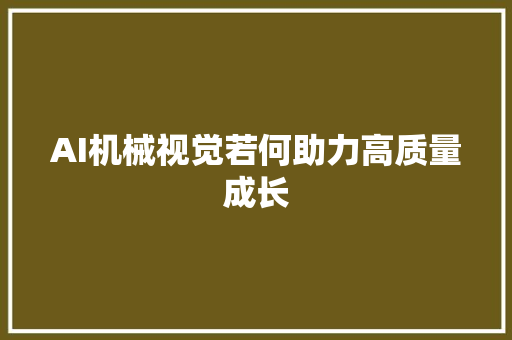 AI机械视觉若何助力高质量成长