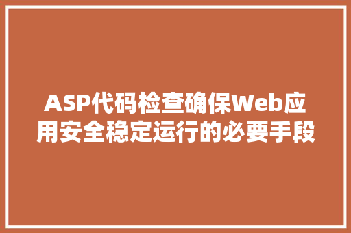 ASP代码检查确保Web应用安全稳定运行的必要手段