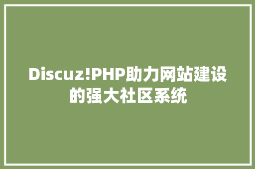 Discuz!PHP助力网站建设的强大社区系统