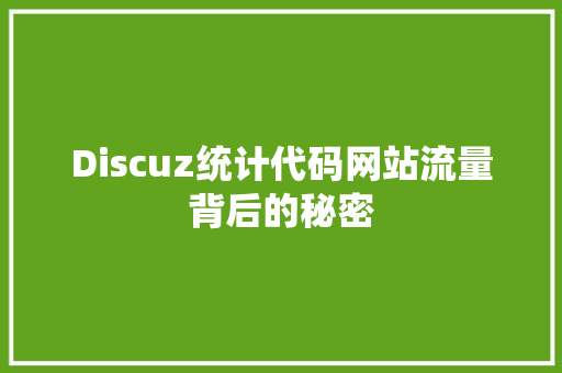 Discuz统计代码网站流量背后的秘密