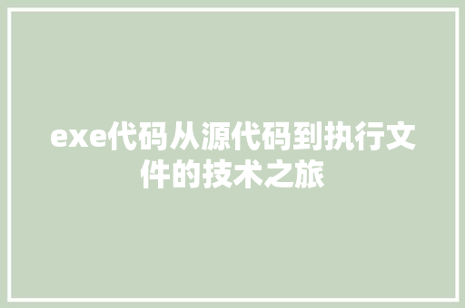 exe代码从源代码到执行文件的技术之旅