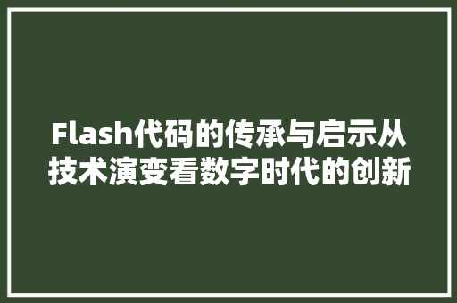 Flash代码的传承与启示从技术演变看数字时代的创新之路