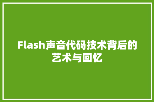 Flash声音代码技术背后的艺术与回忆