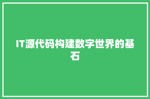 IT源代码构建数字世界的基石