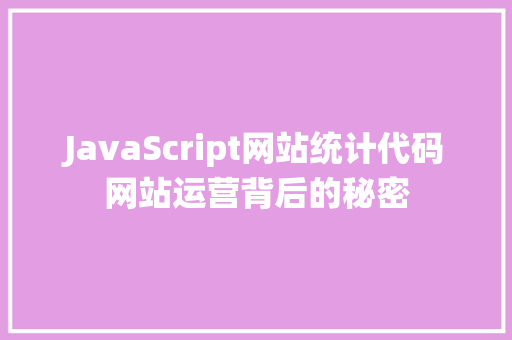 JavaScript网站统计代码网站运营背后的秘密