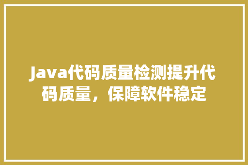 Java代码质量检测提升代码质量，保障软件稳定