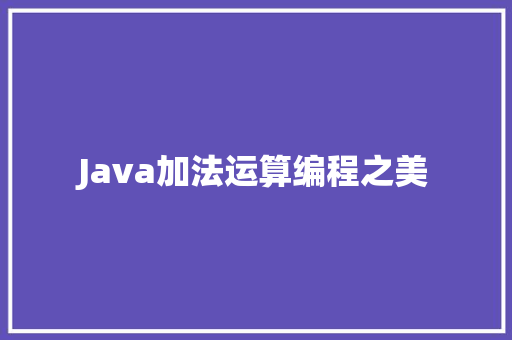 Java加法运算编程之美