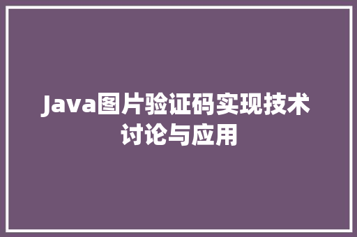 Java图片验证码实现技术讨论与应用