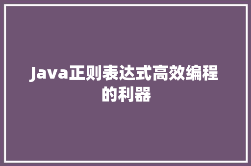 Java正则表达式高效编程的利器