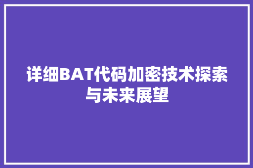 详细BAT代码加密技术探索与未来展望