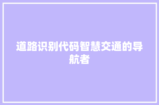 道路识别代码智慧交通的导航者