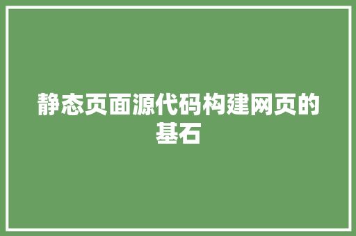 静态页面源代码构建网页的基石