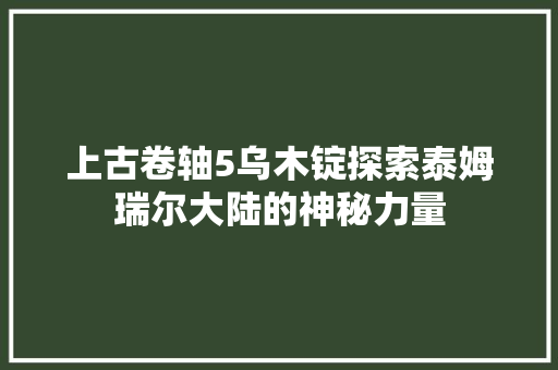 上古卷轴5乌木锭探索泰姆瑞尔大陆的神秘力量