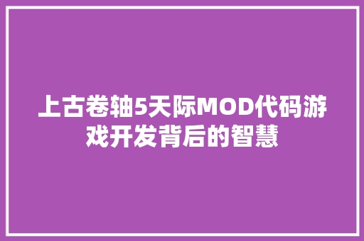 上古卷轴5天际MOD代码游戏开发背后的智慧