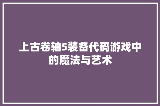 上古卷轴5装备代码游戏中的魔法与艺术