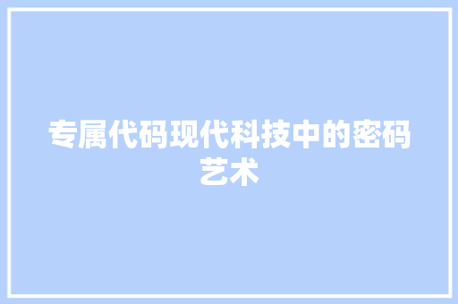 专属代码现代科技中的密码艺术