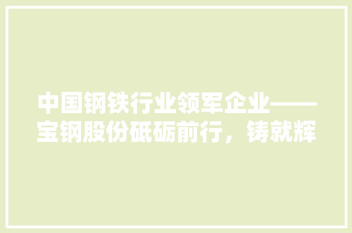 中国钢铁行业领军企业——宝钢股份砥砺前行，铸就辉煌