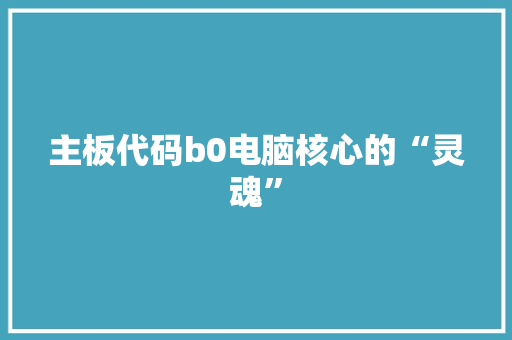 主板代码b0电脑核心的“灵魂”