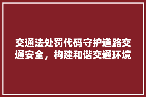 交通法处罚代码守护道路交通安全，构建和谐交通环境