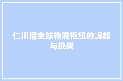 仁川港全球物流枢纽的崛起与挑战