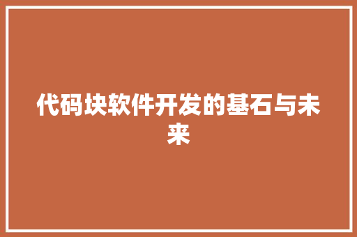 代码块软件开发的基石与未来