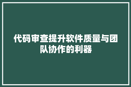 代码审查提升软件质量与团队协作的利器