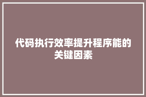 代码执行效率提升程序能的关键因素