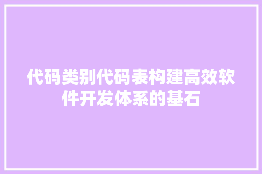 代码类别代码表构建高效软件开发体系的基石